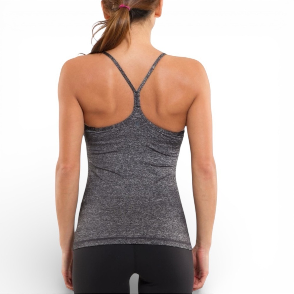 Lululemon Power Y Tank Top Heathered Black / Black Women’s Size 4
